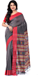 Handloom Bengal Cotton Santipuri Saree | Grey & Red