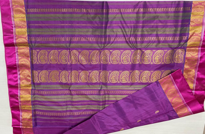 Bengal Mina Silk Saree (Magenta)