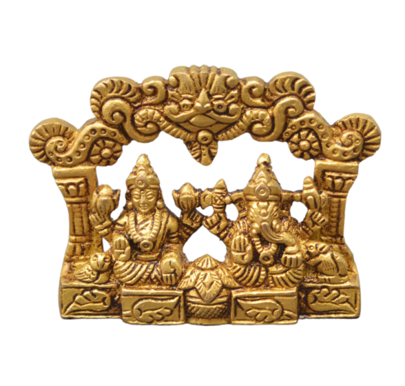 Brass Kaman Ganesh Laxmi Sitting Idol KBH07493