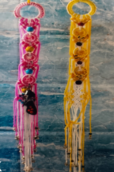 handmade macrame key holder - Boho wall organizar with hooks for keys ...