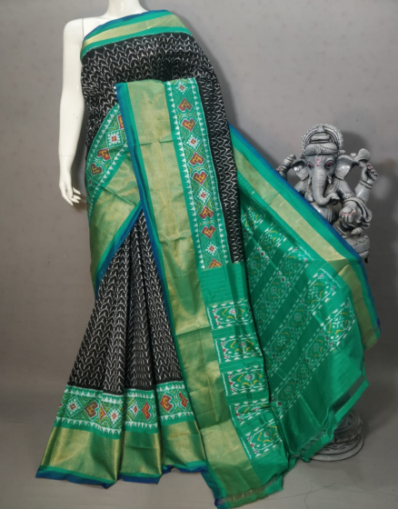 ikkat silk kaddi border saree