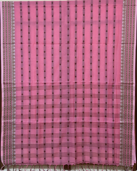 Bengal Traditional pink cotton Santipuri saree