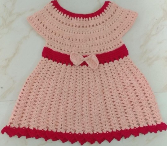 Woolen Crochet Baby Frock Handmade Winter Wear Frocks for Kids