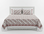 Classic Hand Block Print Cotton Bedsheet with Pillow Covers | White & Red