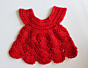Crochet Frock with Headband -Red