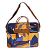 Premium Leather and Fabric Laptop Bag | Floral Print | Blue