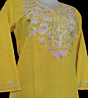 Women Embroidered Pure Cotton yellow short kurti