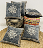 Vintage Floral Velvet Cushion Covers with Zipper | Grey | Pack of 5 
