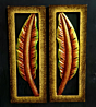 HANDMADE WOODEN WALL DECOR -SET OF 2 FIERY ORANGE LEAF DESIGN