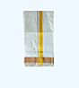 Silk Dhothi with Golden Zari Border | Cream | 40 Kuligai Border 