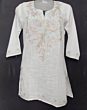 Women Embroidered Pure Cotton white Short  Kurta  