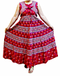 Red Pink Cotton Printed Gown