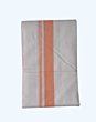 Plain Cream Dhothi with Orange border | Cotton
