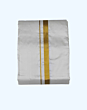 White Color Dhothi with Golden Zari border | 32 Kulikai