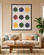 White Tapestry with Colorful Applique Designs | Decorative Wall Hanging