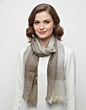 Superfine Woolen Shawl in Off-White Dual Colour