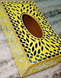 Wooden Mirror Tissue Box | Yellow