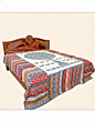 Multicolor Patchwork & Embroidered Tree Double Bedsheet | Decorative Bedding