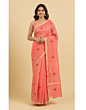 Vibrant Orange Chanderi Saree Fabric for Women