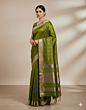 Maheshwari Saree Diamond Border Buti saree | Olive Green