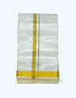 Silk Dhothi with Golden Zari Diamond Design Full Border | Cream | AS 245| 40Kuligai Border Size