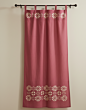 Red Floral Applique Curtain | Decorative Cutwork Window Panel