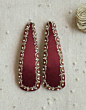 Handcrafted Maroon Fabric Hair Clips with Zari & Bead Work  - Set of 2