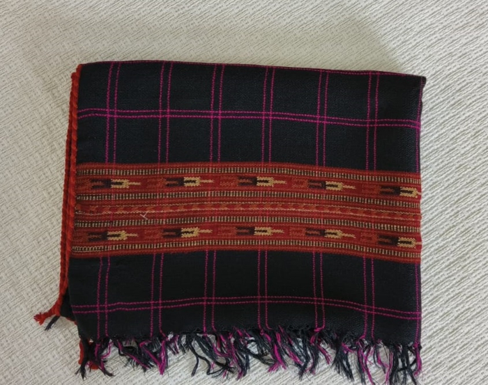 Black Stole Scarf  With Pink Pattern