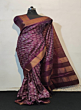 Handmade Pure Tussar silk Saree with Hand Block Printed Motifs  I Purple