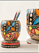 Handcrafted Bamboo Pen Stand With Hand Painted Madhubani  Painting