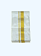 Silk Dhothi with Golden Zari Diamond Border | Cream | AS 243 | 70Kuligai Border Size