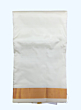 Cream Silk Dhothi with Golden Zari border 