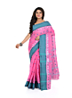 Handwoven Cotton Saree I Pink and Teal