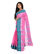 Handwoven Cotton Saree I Pink and Teal