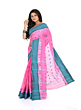 Handwoven Cotton Saree I Pink and Teal