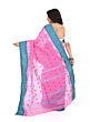 Handwoven Cotton Saree I Pink and Teal