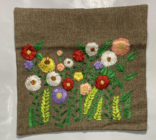 HAND EMBROIDED FLOWER PRINT CUSHION COVERS