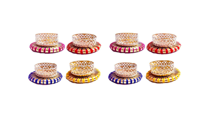 Handcrafted Round Tea Light Candle Holder Candle Stand | Set of 8