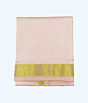 Silk Dhothi | White Colour Dhothi with Golden Zari wide stripe border | AT 5111 | 60 Kulikai Border size