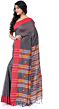 Handloom Bengal Cotton Santipuri Saree | Grey & Red