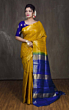 Elegant Dual-Dye Tussar Ghicha Silk Saree with Golden Zari Border & Handloom Finish