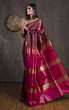 Elegant Dual-Dye Tussar Ghicha Silk Saree with Golden Zari Border & Handloom Finish