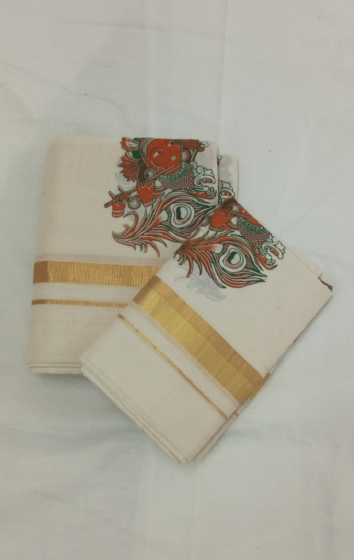 Vanitha Handloom Cotton Set Saree without blouse Off White
