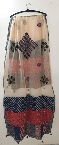 Applique Ajrak print Suite material  