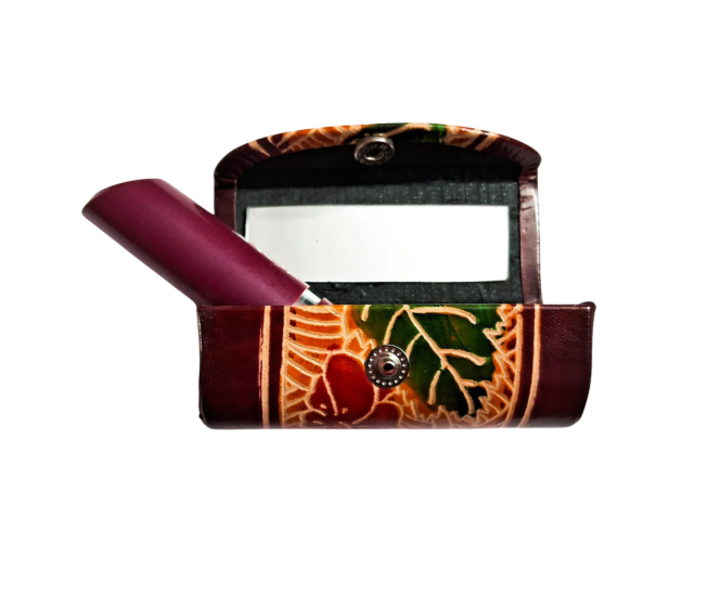 Handcrafted Leather Lipstick Case with Mirror