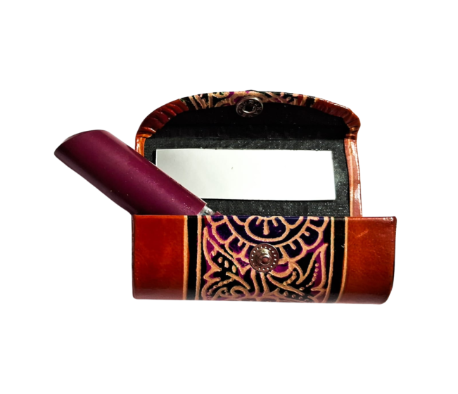 Handcrafted Leather Lipstick Case with Mirror