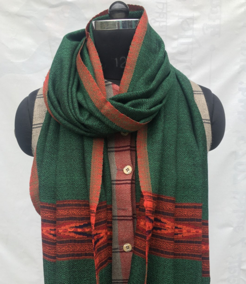 Green Color Kullu Stole 