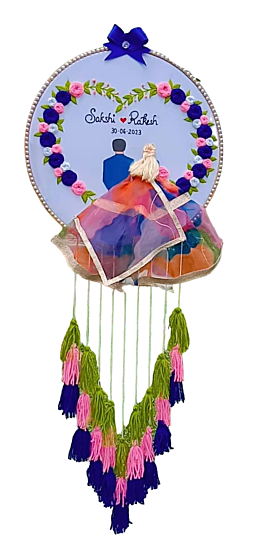 16-Inch Jute Lehenga Fabric Frame with Decorative Accents