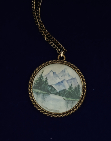 Micro Miniature Hand-Painted Pendant- Green valley