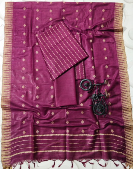 Premium Weaving Dobby Design Suit Material in Kataan Slub Viscose - 3 Piece Unstitched Set